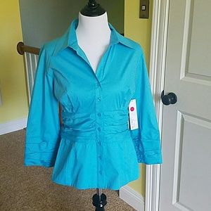 NWT Aqua Button Down Top