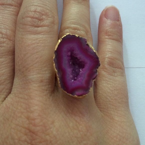Fuscia Druzy ring