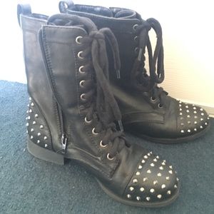 Black studded combat boots