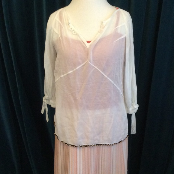 🔴Joyaan White Tied Sleeve Blouse M - Picture 1 of 4