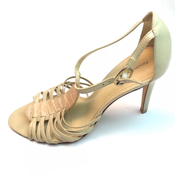 Alexandre Birman Snakeskin Leather Strap  Heels