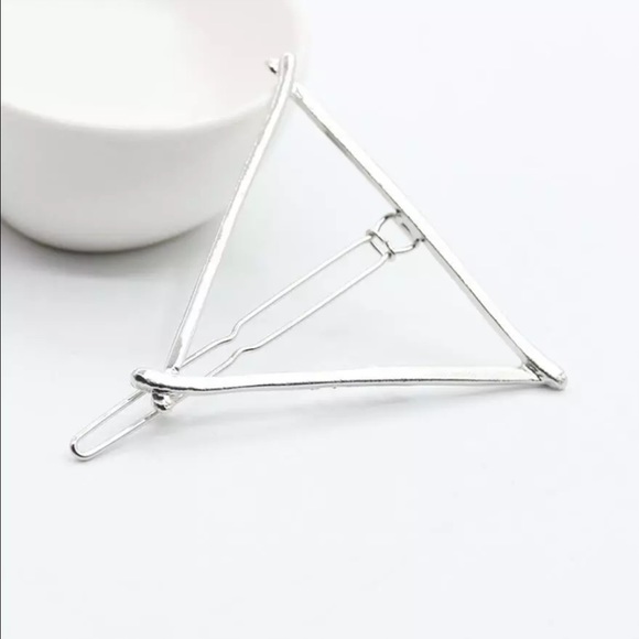SET of 2! Boho triangle hair clip barrettes silver - Picture 2 of 3