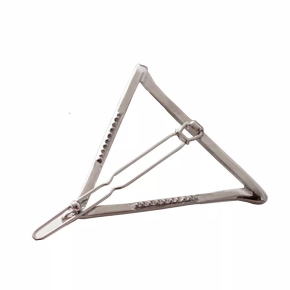 SET of 2! Boho triangle hair clip barrettes silver - Picture 3 of 3