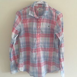 Women's vineyard vines 3/4 plaid button down