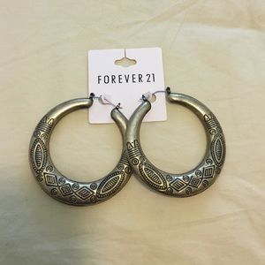 burnished gold patterned hoops
