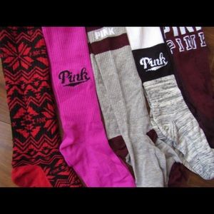 Light gray,black and white brand pink socks