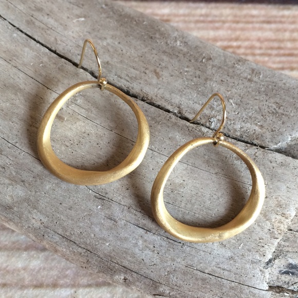 Chico's Gold Tone Circle Drop Dangle Earrings