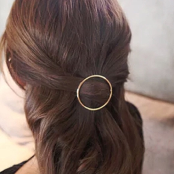 SET of 2! Boho circle hair clip barrettes silver - Picture 2 of 2