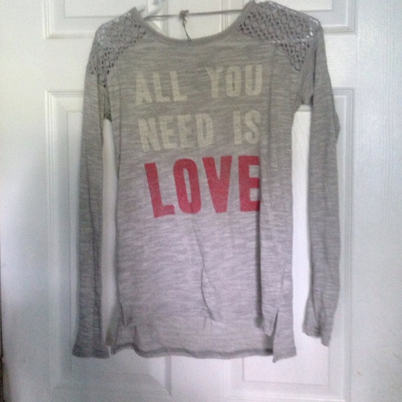 Grey top with lace shoulders
