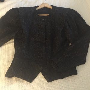 Vintage 80s blazer, black & gold, shoulder pads