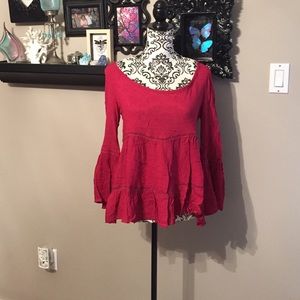 Red ruffle top