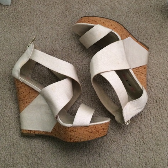 Cream Wedge Sandals