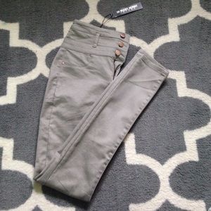 High waisted gray skinny jeans