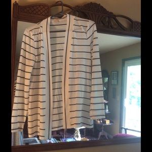 j Crew long sleeves cardigan white & blue