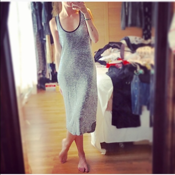 Marled Gray Racerback Knit Midi Dress