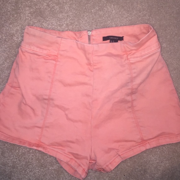 Peach Colored High Waisted Shorts - Picture 1 of 2