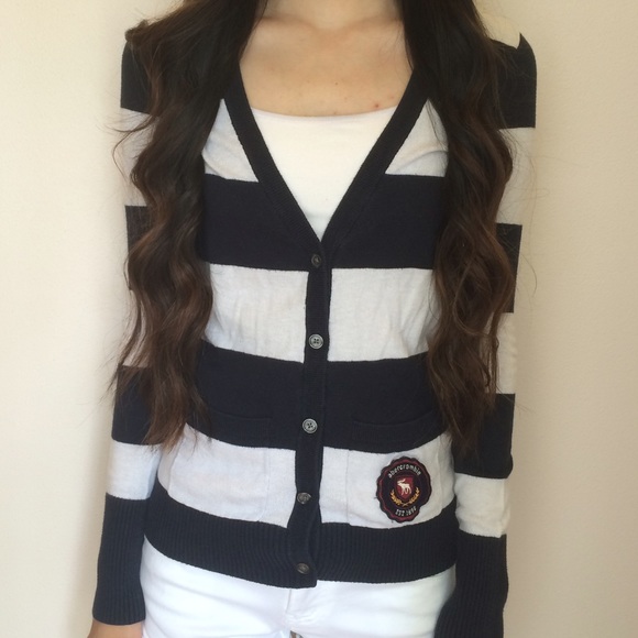 Blue & White Striped Cardigan