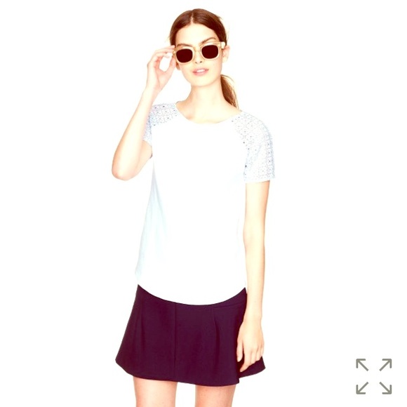 J.Crew white lace sleeve eyelet top size small