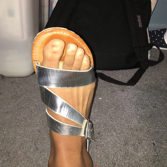 Silver strappy sandals