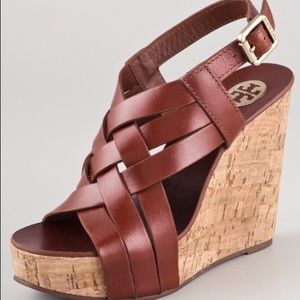 Size 8.5 Tory Burch leather wedges