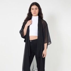 American Apparel Black Chiffon Classic Kimono M/ L