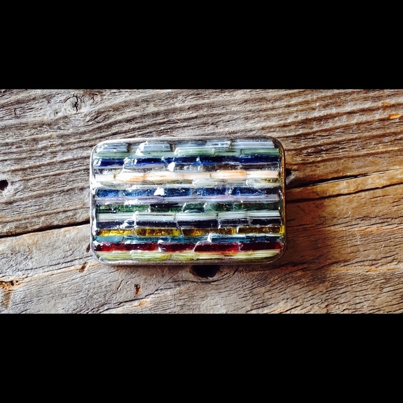 One of a kind hand made stained glass belt buckles