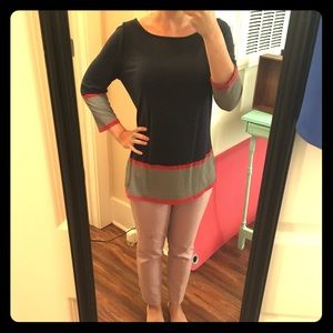 Talbots navy herringbone top size large