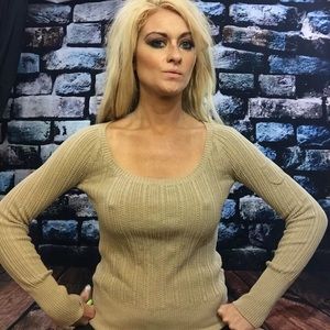 Taupe long sleeve ripped top