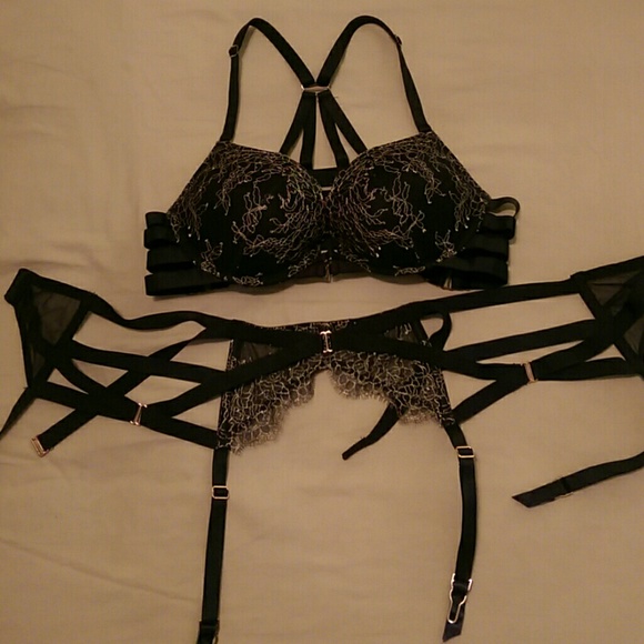 VS strappy black and gold push up bra
