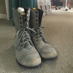 Blue Steve Madden combat boots