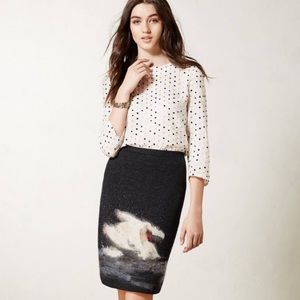 Anthropologie Odette 100% Wool Swan Skirt XS $168