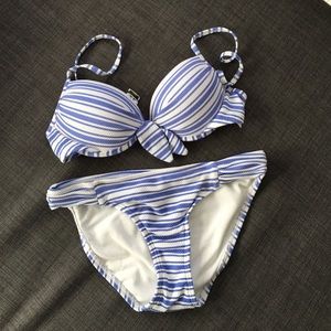 Xhilaration Blue Stripe Bikini