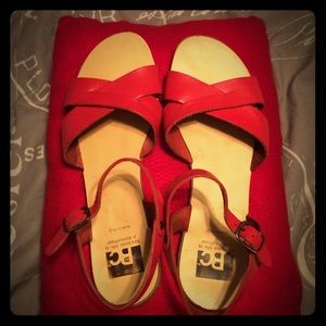 BC Red Flat Ankle-Strap Sandals