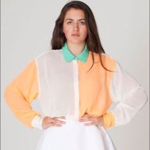 American Apparel Colorblock Oversized Chiffon Top