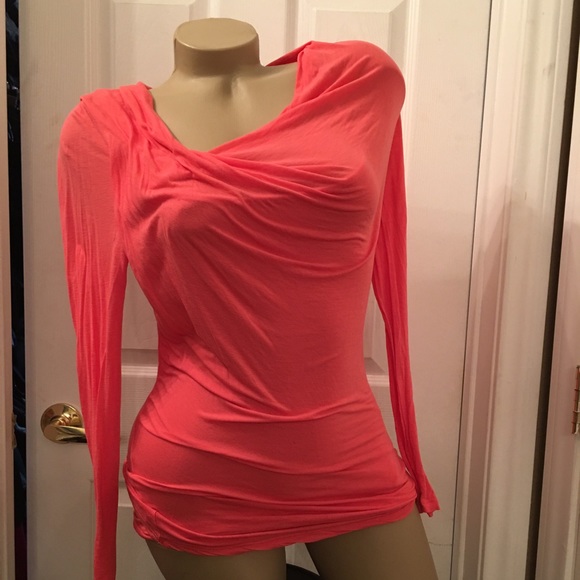 bebe Tops - ❌sold Bebe coral pink long sleeve top small