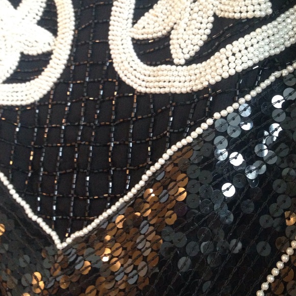 VINTAGE HAND-SEWN Sequin/Beaded Glam Top - Picture 2 of 3
