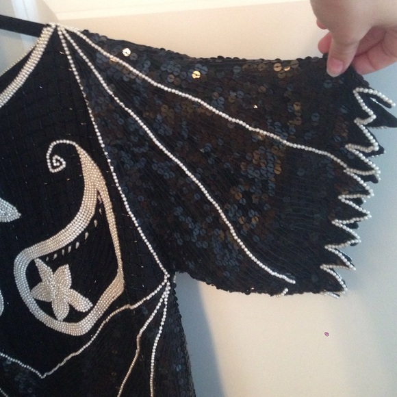 VINTAGE HAND-SEWN Sequin/Beaded Glam Top - Picture 3 of 3