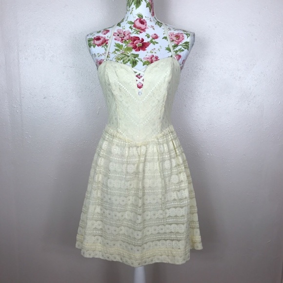 Guess Dresses & Skirts - Cream Dot Print Crochet lace Guess corset dress