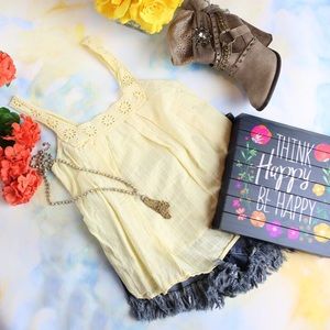 Light yellow peasant top