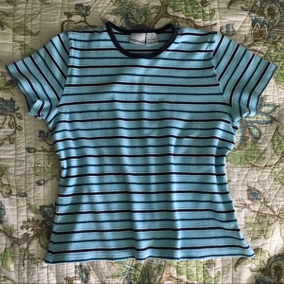 Vintage 90s ribbed striped top - Picture 2 of 4
