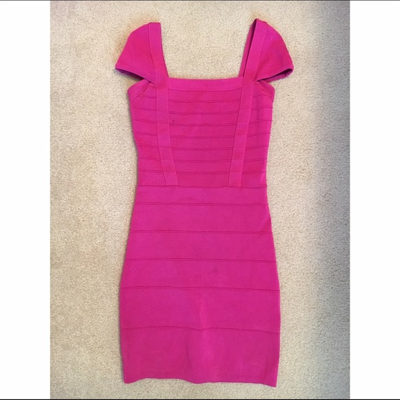Bebe hot pink bandage dress