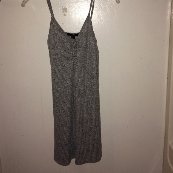grey mini spaghetti strap dress