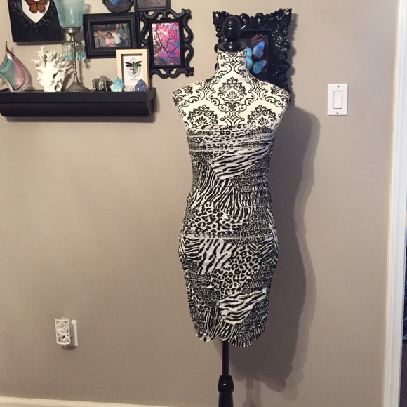 Sparkly leopard print tube dress