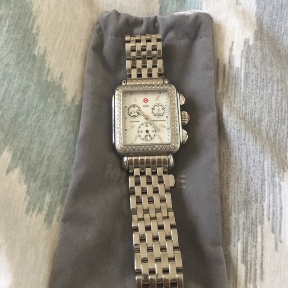 Michele Signature Deco Diamond Watch 18mm bracelet