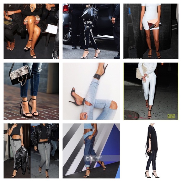 Black Manolo Blahnik ankle strap heel