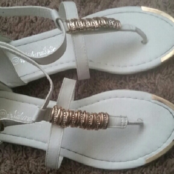 like new white and gold sandals