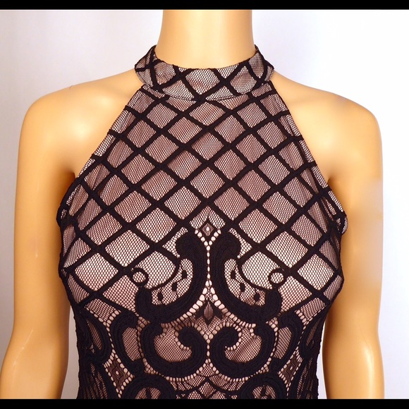 Black & Nude Lace Bodysuit - Picture 2 of 3