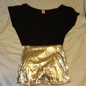 Topia dress--black top, sequin bottom