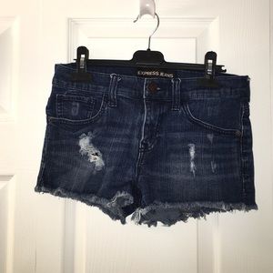 Express distressed denim cutoff shorts