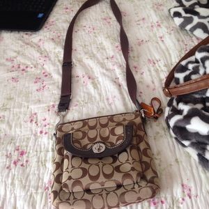 Tan and Brown Coach Crossbody Purse